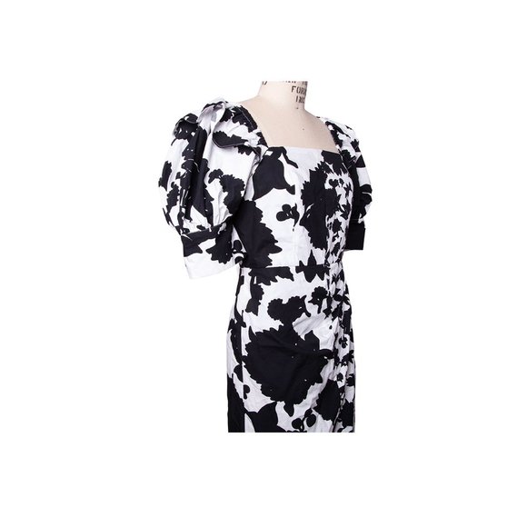 Christopher John Rogers Black & White Target Floral Puff Wrap Dress Size 10 NWT - Picture 11 of 15
